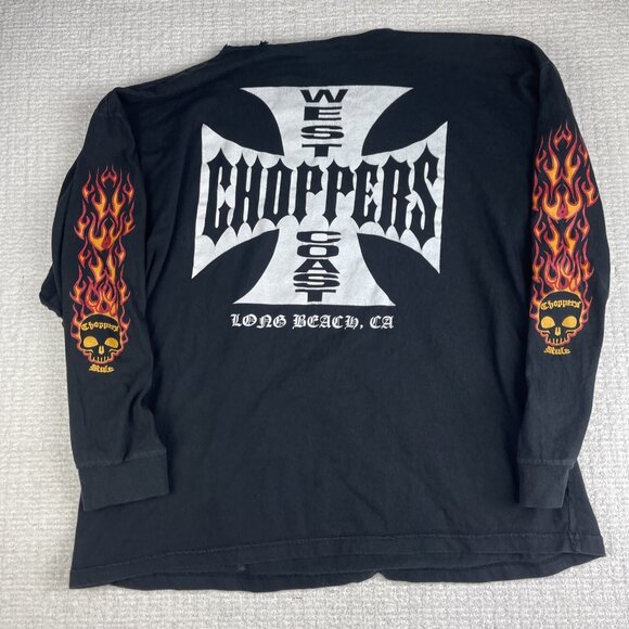 Vintage West Coast Choppers Motorcycle Long Sleeve Flame Fire (Defective, read) - Picture 1 of 16